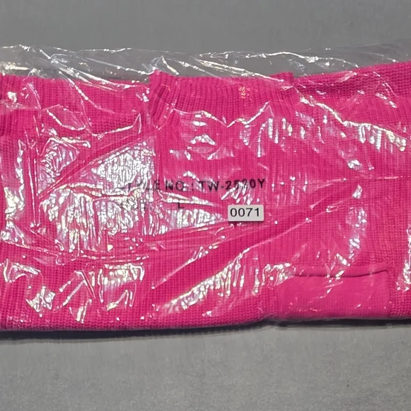 Zenana New In Poly Bag Vibrant Pink Mock Neck Ribbed Knit Dress L:Bust 39-40 in - Picture 7 of 7